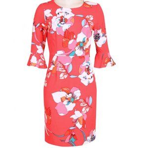 Shelby & Palmer Floral Long Sleeve Dress Pink and White